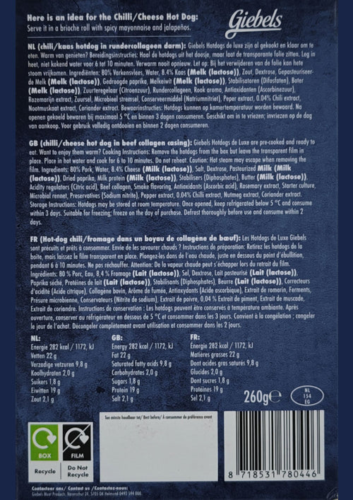 Chili Cheese Hotdog Deluxe x10 verpakkingen